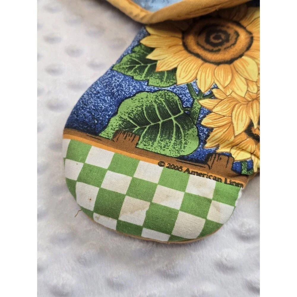 Vintage Sunflower Potholder Set American Mills Y2K Cottage Kitchen Floral Linens